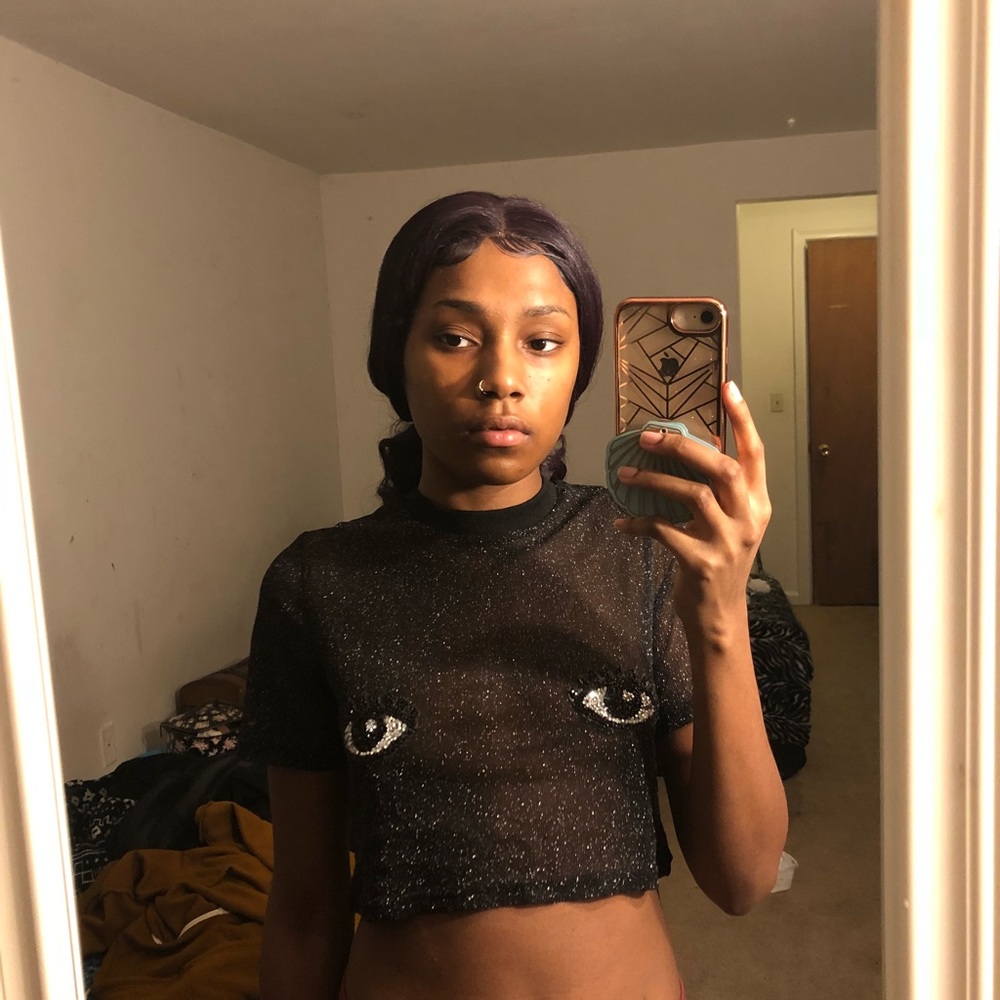 Mesh sparkly crop top
